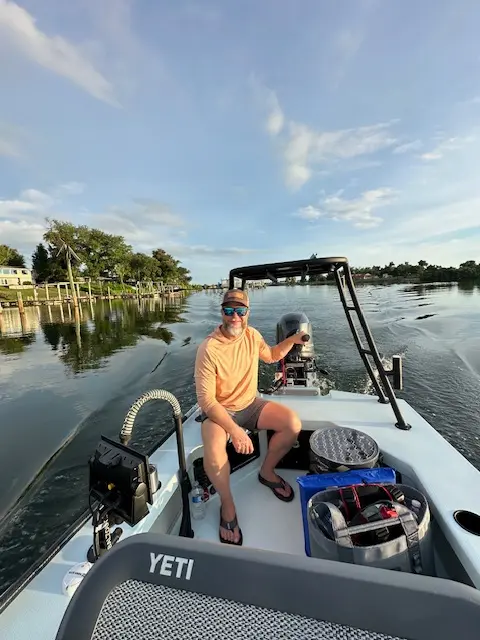 Kevin Cooper in his Beavertail Skiffs Rival